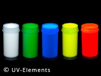 UV active body paint set 1 (5x25ml colors: white, blue, green, yellow, red)